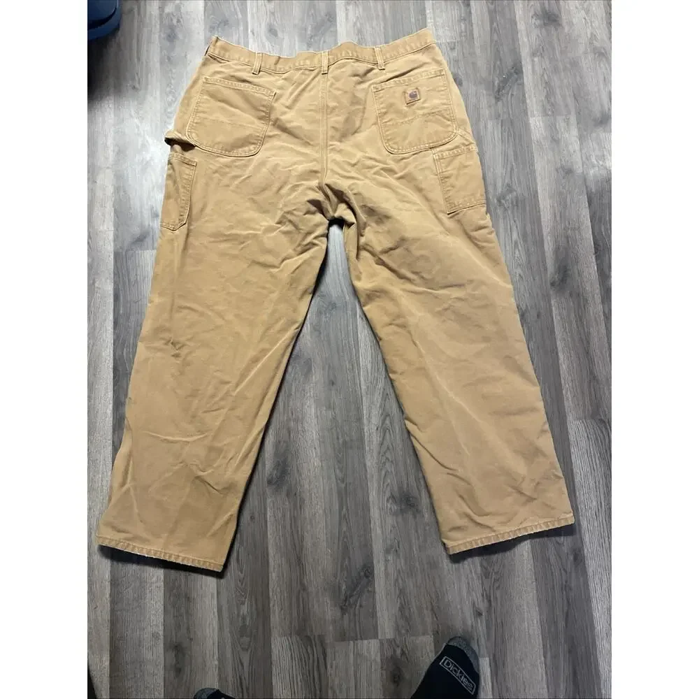 Carhartt Pants Mens 42x32* Tan Canvas Carpenter Loose Hammer Loop Workwear